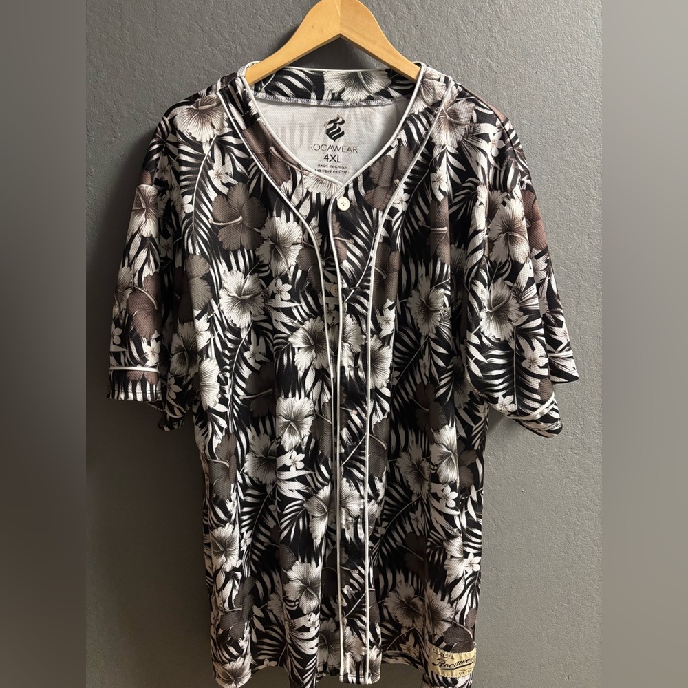 Vintage ROCAWEAR Size 4XL Tropical Print Jersey #99 Y2K